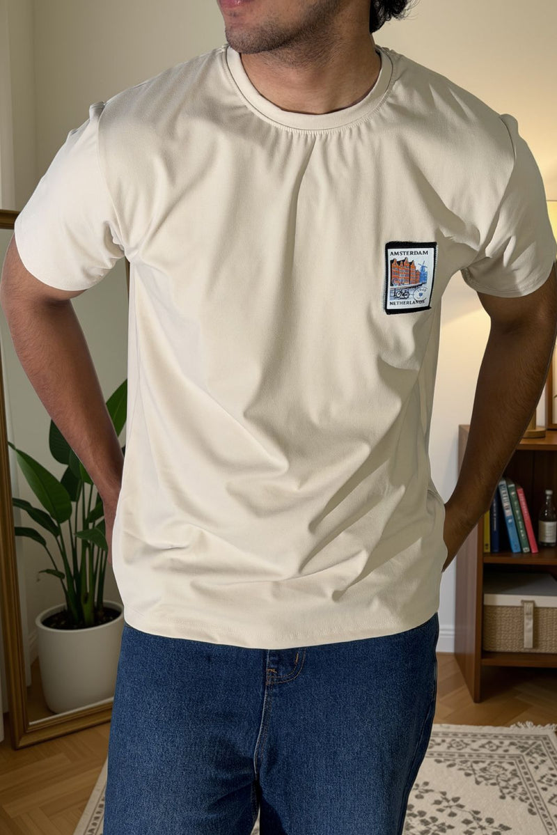 AMSTERDAM POSTCARD PATCH TEE