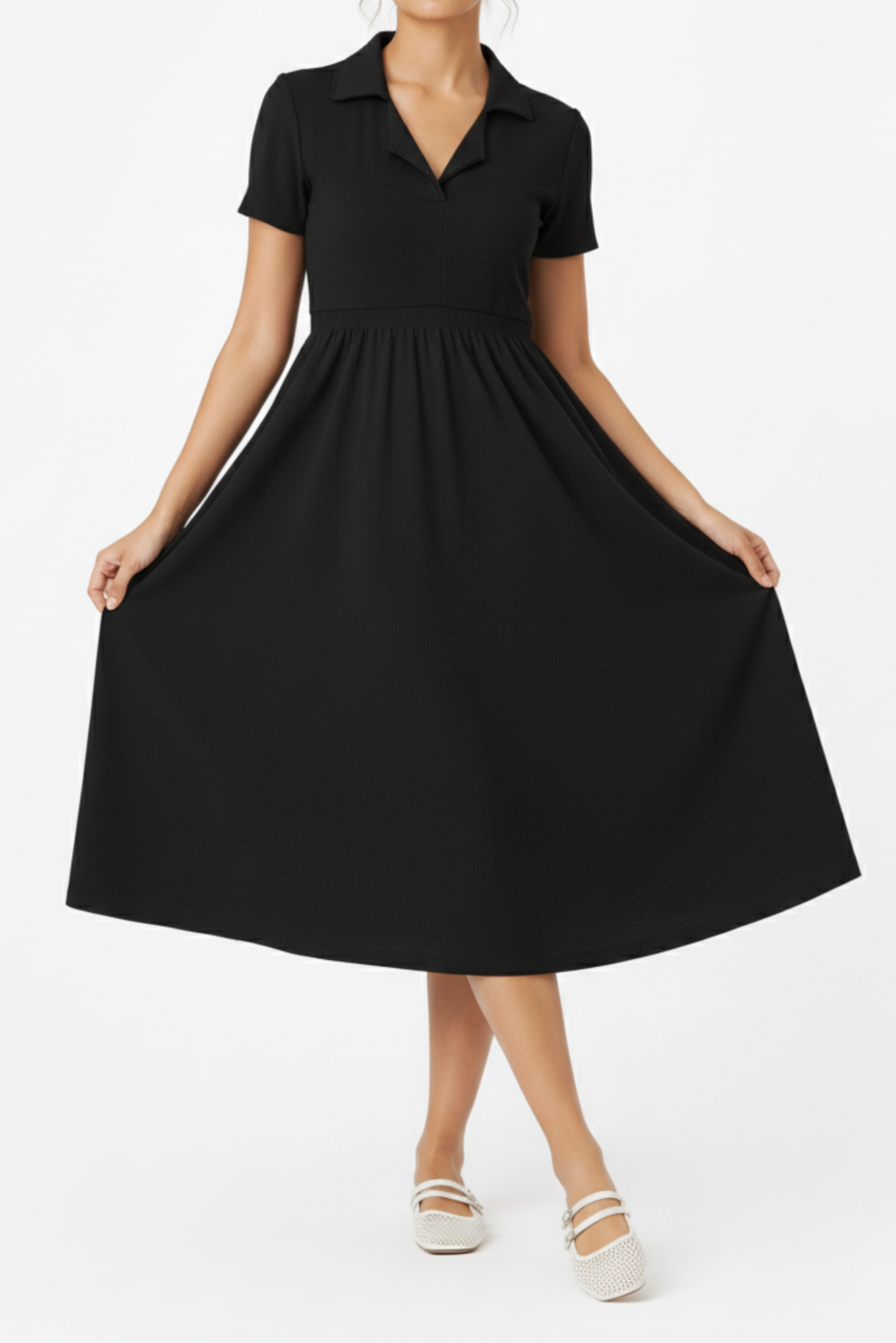 SMOCKED MIDI DRESS